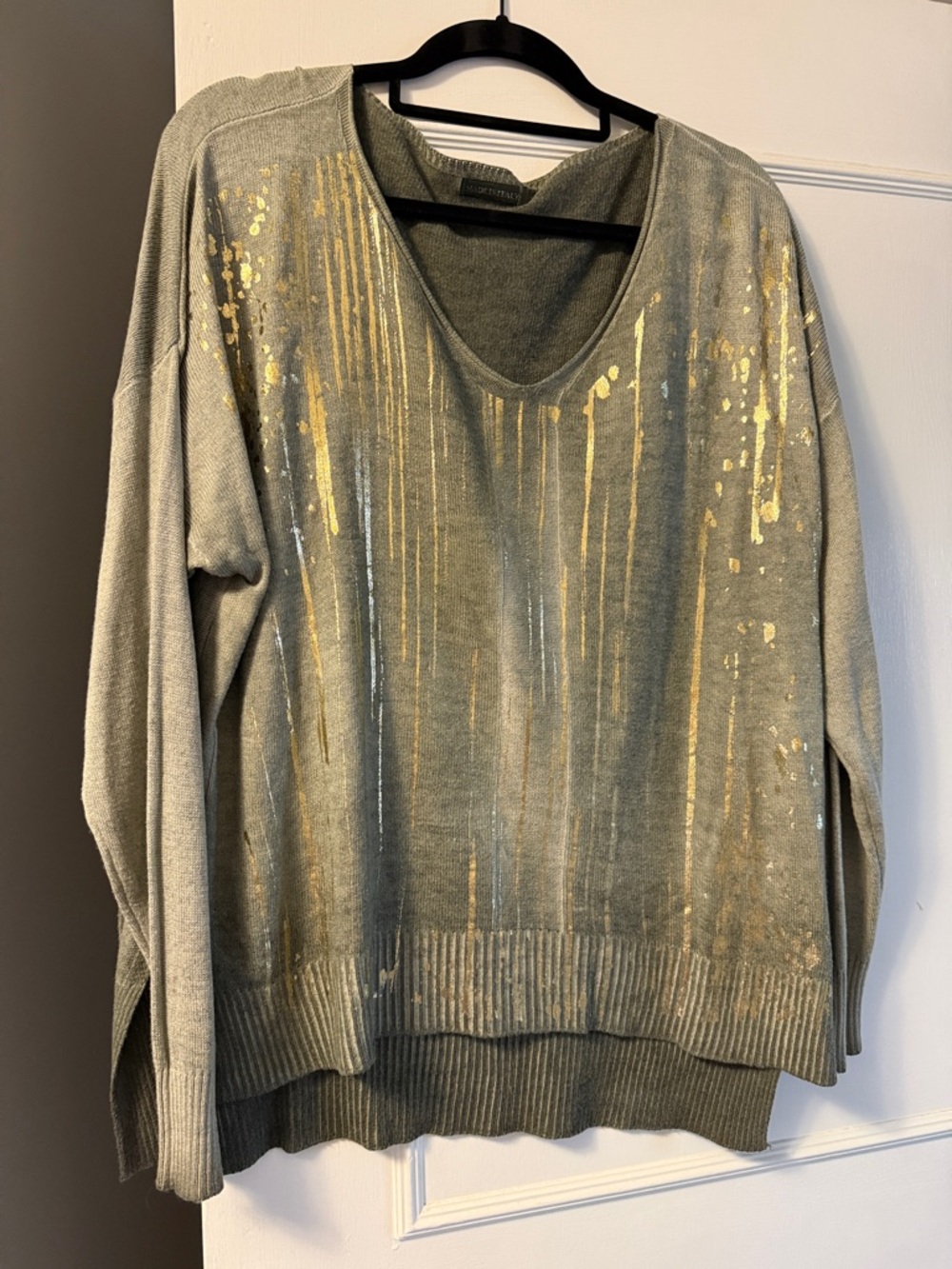 Italian made Green Sweater with Gold Detail.